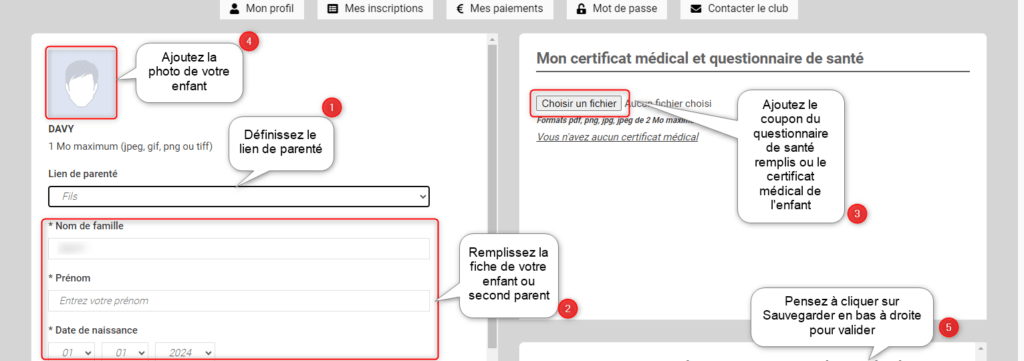 5-Remplisser la fiche et ajouter photo et Certificat (ou questionnaire)